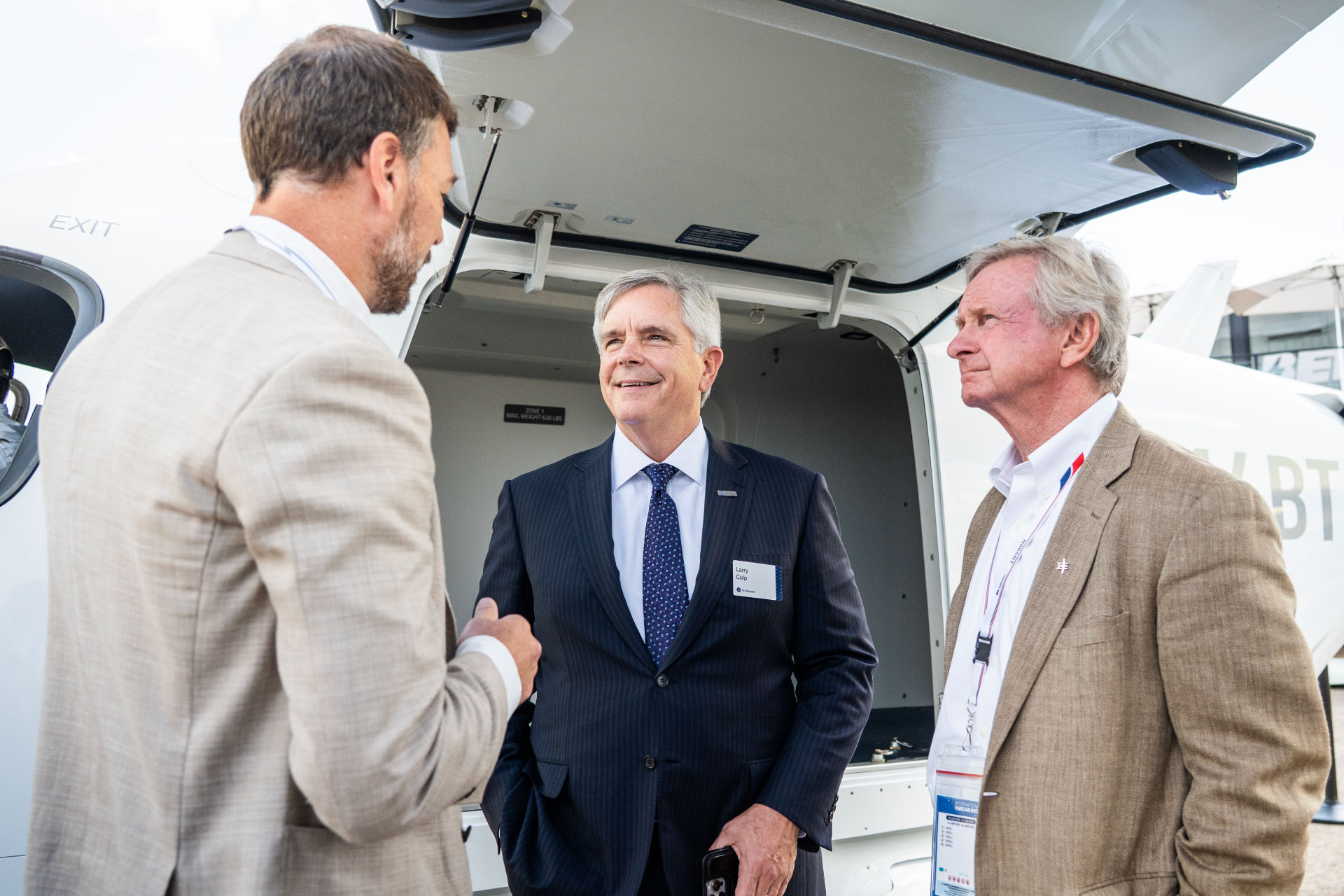 BETA CEO, Kyle Clark and BETA Chair, Chuck Davis meeting with GE CEO, Larry Culp at the Paris Air Show, July 2025